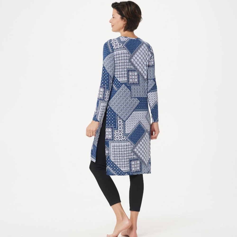 Cuddl Duds Softwear Blue Patchwork Tunic